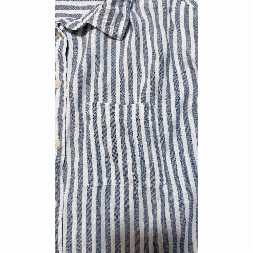 Orvis Shirt Womens Size M Blue & White Striped Button Front Collared Top - Picture 5 of 8